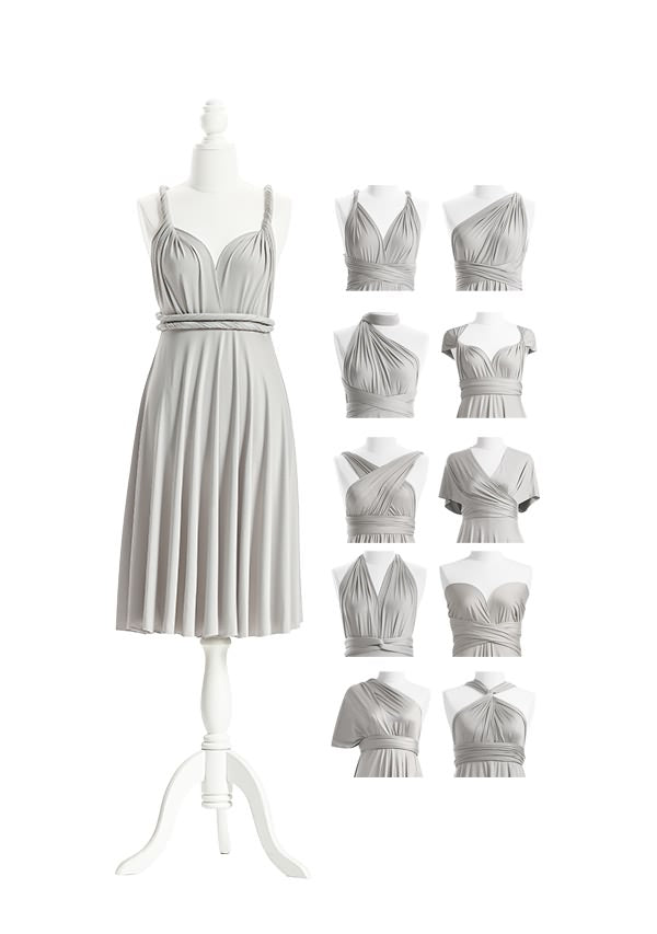 72Styles Silver Grey Short Multiway Infinity Dress
